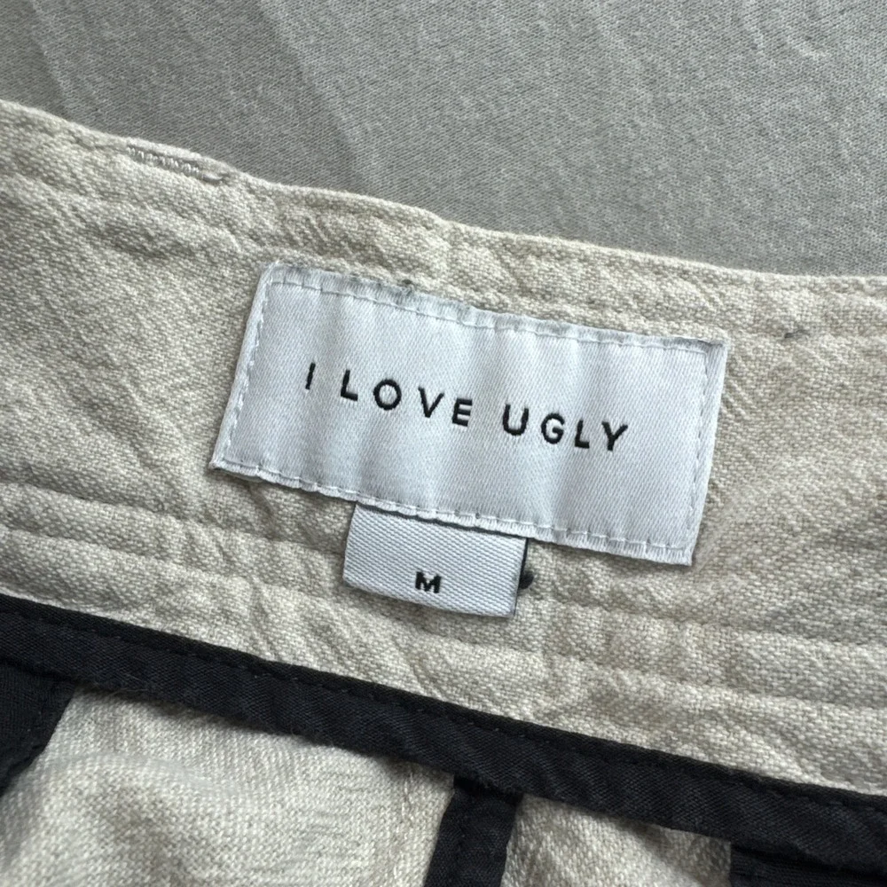 I Love Ugly Linen Blend Slim Kobe Pants Mens 32x24 Beige Cropped Coastal Preppy
